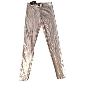 New F21 Mettalic Rose Gold Leggings